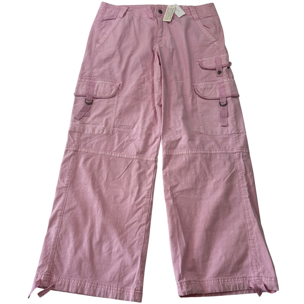 Y2K American Eagle Baggy Jogger Cargo Pants Pink Wide Leg Women's Size 14 Boho